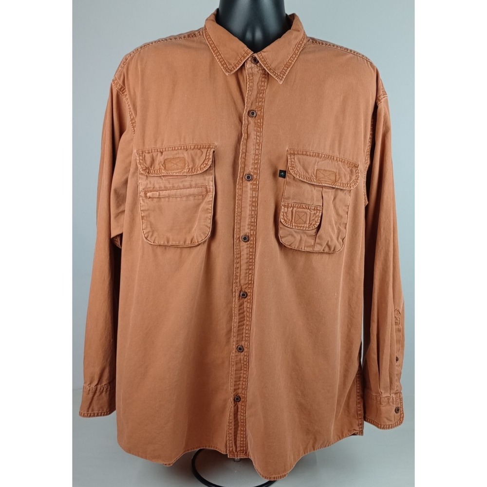 Red Head Mens XL Orange Button Down Two Pocket Long Sleeve Outdoor Fishing Shirt